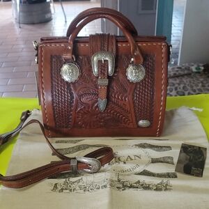 American West Tooled Leather Satchel